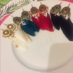 🪶 Awesome Feather detail dreamcatcher tassel earrings available in various